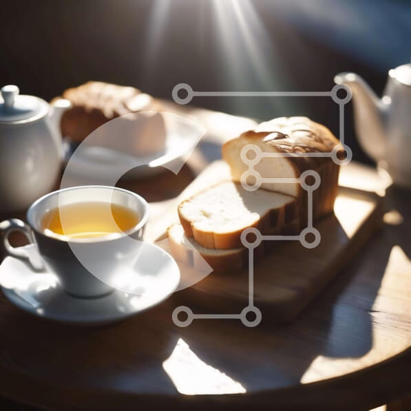 Σετ των 2 Intra Συλλεκτικό Ξύλινο Παζλ Plywood  4mm - Ρουστίκ τραπεζάκι με φλιτζάνια ψωμιού και τσαγιού Σε Ξύλινο Κουτί - Διαστάσεις: 10x10 cm – 25 κομμάτια