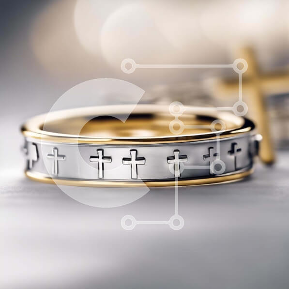 Σετ των 2 Intra Συλλεκτικό Ξύλινο Παζλ Plywood  4mm - Χρυσά και ασημένια κορδόνια γάμου με σταυρούς Σε Ξύλινο Κουτί - Διαστάσεις: 10x10 cm – 25 κομμάτια