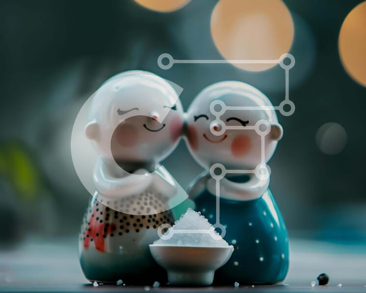 Intra Συλλεκτικό Ξύλινο Παζλ Plywood  4mm - Κεραμικές σέικερ για αλάτι και πιπέρι αγκαλιάζονται ή φιλιούνται Σε Ξύλινο Κουτί - Διαστάσεις: 10x10 cm – 25 κομμάτια