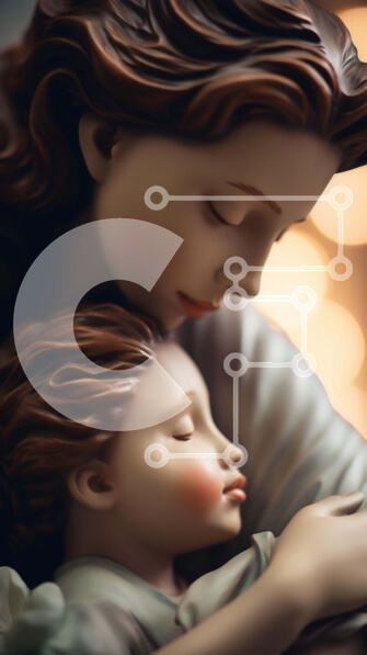 Intra Συλλεκτικό Ξύλινο Παζλ Plywood  4mm - Ρητίνη Άγαλμα της Παναγίας και του Βρέφους Σε Ξύλινο Κουτί - Διαστάσεις Puzzle: 10x10 cm – 25 κομμάτια