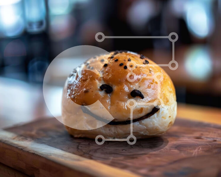 Σετ των 2 Intra Συλλεκτικό Ξύλινο Παζλ Plywood  4mm - Ψωμί κουλούρι Smiley Face σε ξύλινη σανίδα κοπής Σε Ξύλινο Κουτί - Διαστάσεις: 10x10 cm – 25 κομμάτια