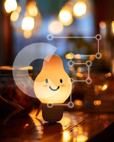 Intra Συλλεκτικό Ξύλινο Παζλ Plywood  4mm - Χαμογελαστή λάμπα σε ξύλινο τραπέζι Σε Ξύλινο Κουτί - Διαστάσεις Puzzle: 10x10 cm – 25 κομμάτια