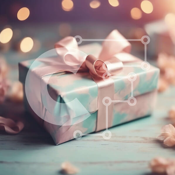 Intra Συλλεκτικό Ξύλινο Παζλ Plywood  4mm - Ροζ και μπλε κουτί δώρου με λουλούδια Σε Ξύλινο Κουτί - Διαστάσεις: 10x10 cm – 25 κομμάτια