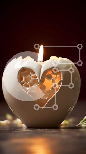 Intra Συλλεκτικό Ξύλινο Παζλ Plywood  4mm - Κερί σε σχήμα καρδιάς και πέταλα λουλουδιών για ρομαντική ατμόσφαιρα Σε Ξύλινο Κουτί - Διαστάσεις: 10x10 cm – 25 κομμάτια