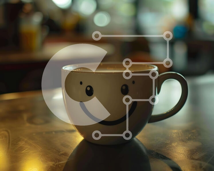 Intra Συλλεκτικό Ξύλινο Παζλ Plywood  4mm - Φλιτζάνι καφέ Smiley Face στο τραπέζι Σε Ξύλινο Κουτί - Διαστάσεις: 10x10 cm – 25 κομμάτια