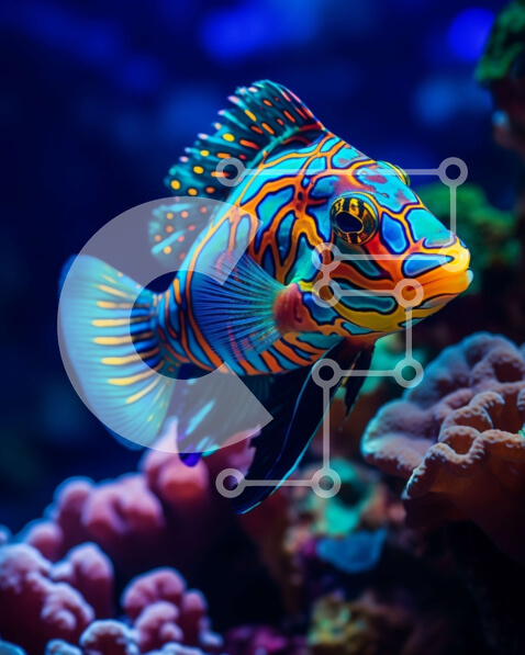 Intra Συλλεκτικό Ξύλινο Παζλ Plywood  4mm - Πολύχρωμα ψάρια που κολυμπούν ανάμεσα σε κοράλλια και θαλάσσιους οργανισμούς Σε Ξύλινο Κουτί - Διαστάσεις: 10x10 cm – 25 κομμάτια