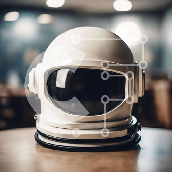 Intra Συλλεκτικό Ξύλινο Παζλ Plywood  4mm - Κράνος αστροναυτών σε ξύλινο τραπέζι Σε Ξύλινο Κουτί - Διαστάσεις Puzzle: 10x10 cm – 25 κομμάτια