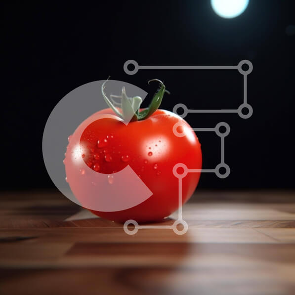 Σετ των 2 Intra Συλλεκτικό Ξύλινο Παζλ Plywood  4mm - Φρέσκια κόκκινη ντομάτα σε ημιτελές ξύλινο τραπέζι με φεγγάρι στο φόντο Σε Ξύλινο Κουτί - Διαστάσεις: 10x10 cm – 25 κομμάτια