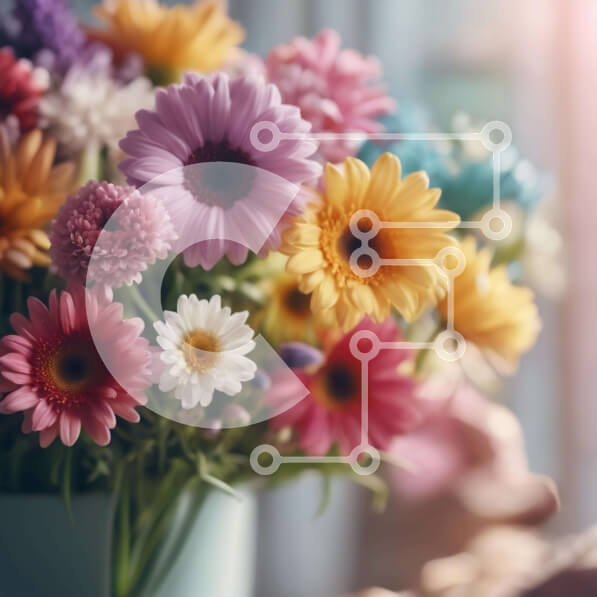 Σετ των 2 Intra Συλλεκτικό Ξύλινο Παζλ Plywood  4mm - Πολύχρωμη ανθοσυνθέσεις σε μπλε βάζο Σε Ξύλινο Κουτί - Διαστάσεις: 10x10 cm – 25 κομμάτια