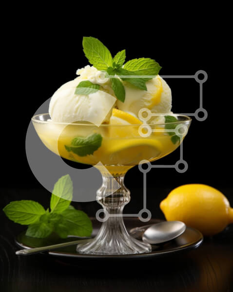 Σετ των 2 Intra Συλλεκτικό Ξύλινο Παζλ Plywood  4mm - Γκουρμέ επιδόρπιο παγωτό λεμόνι σε γυάλινο μπολ Σε Ξύλινο Κουτί - Διαστάσεις: 10x10 cm – 25 κομμάτια