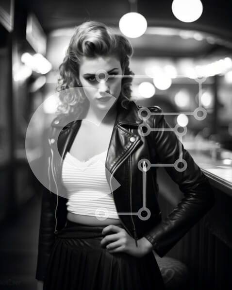 Intra Συλλεκτικό Ξύλινο Παζλ Plywood  4mm - Κομψή γυναίκα σε μαύρο και άσπρο πορτρέτο μόδας Σε Ξύλινο Κουτί - Διαστάσεις Puzzle: 10x10 cm – 25 κομμάτια