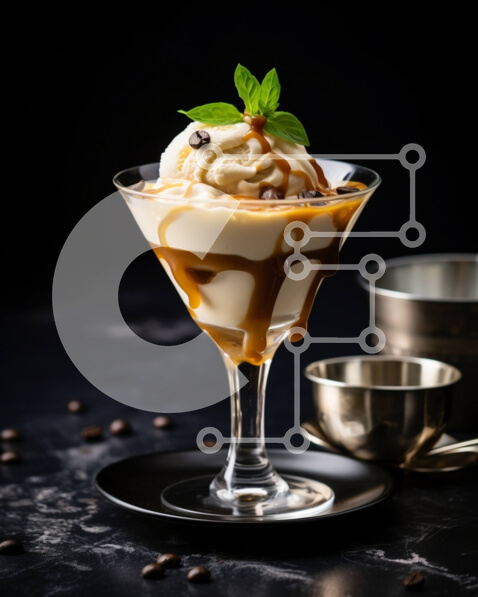 Σετ των 2 Intra Συλλεκτικό Ξύλινο Παζλ Plywood  4mm - Λαχταριστό επιδόρπιο παγωτό με σάλτσα καραμέλας και φρέσκα φύλλα μέντας Σε Ξύλινο Κουτί - Διαστάσεις: 10x10 cm – 25 κομμάτια