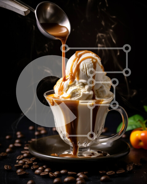 Σετ των 2 Intra Συλλεκτικό Ξύλινο Παζλ Plywood  4mm - Νόστιμο παγωτό με σάλτσα καραμέλας και κόκκους καφέ Σε Ξύλινο Κουτί - Διαστάσεις: 10x10 cm – 25 κομμάτια