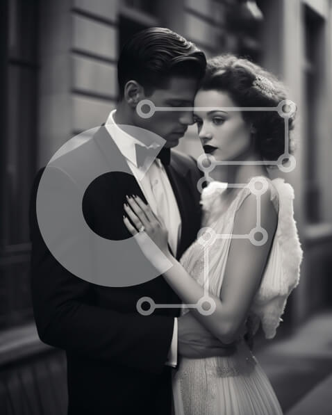 Intra Συλλεκτικό Ξύλινο Παζλ Plywood  4mm - Επίσημα ντυμένο ζευγάρι αγκαλιασμένο στα ασπρόμαυρα Σε Ξύλινο Κουτί - Διαστάσεις Puzzle: 10x10 cm – 25 κομμάτια