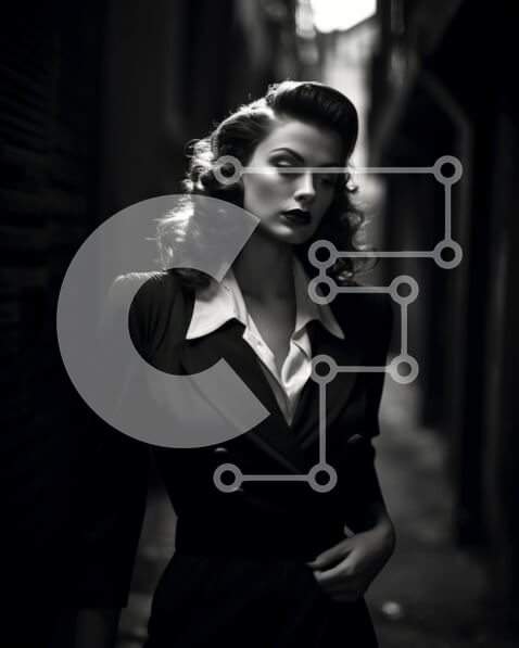 Intra Συλλεκτικό Ξύλινο Παζλ Plywood  4mm - Κομψή γυναίκα που ποζάρει στο Urban Alleyway Σε Ξύλινο Κουτί - Διαστάσεις Puzzle: 10x10 cm – 25 κομμάτια