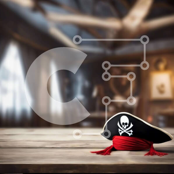 Intra Συλλεκτικό Ξύλινο Παζλ Plywood  4mm - Πειρατικό καπέλο και πίνακες ζωγραφικής Σε Ξύλινο Κουτί - Διαστάσεις: 10x10 cm – 25 κομμάτια