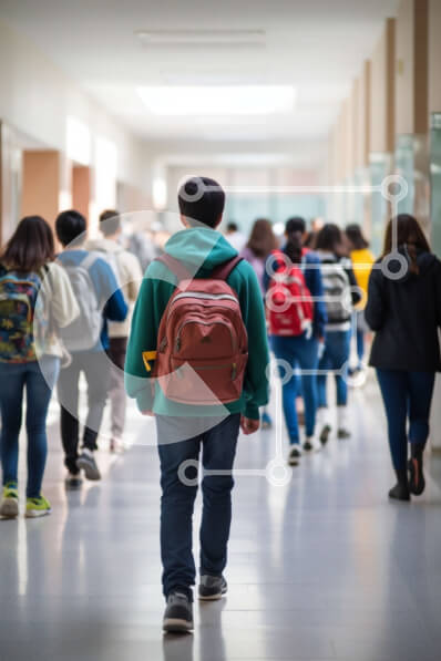 Intra Συλλεκτικό Ξύλινο Παζλ Plywood  4mm - Μαθητές που περπατούν στο διάδρομο του σχολείου Σε Ξύλινο Κουτί - Διαστάσεις Puzzle: 10x10 cm – 25 κομμάτια