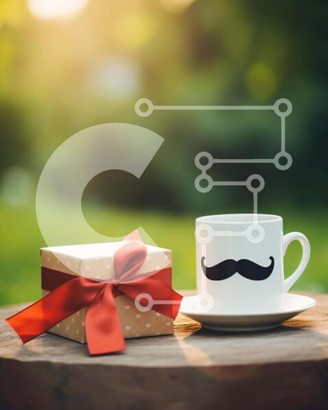 Intra Συλλεκτικό Ξύλινο Παζλ Plywood  4mm - Λευκό φλιτζάνι καφέ με κόκκινη κορδέλα και κουτί δώρου Σε Ξύλινο Κουτί - Διαστάσεις: 10x10 cm – 25 κομμάτια