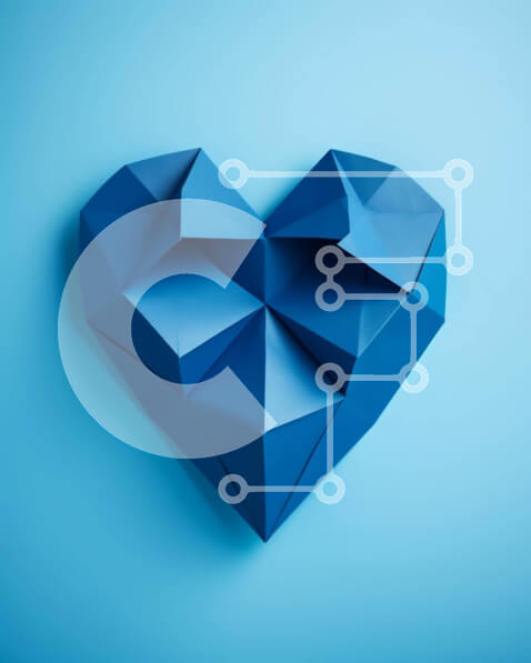 Intra Συλλεκτικό Ξύλινο Παζλ Plywood  4mm - Origami μπλε καρδιά σε μπλε φόντο Σε Ξύλινο Κουτί - Διαστάσεις Puzzle: 10x10 cm – 25 κομμάτια