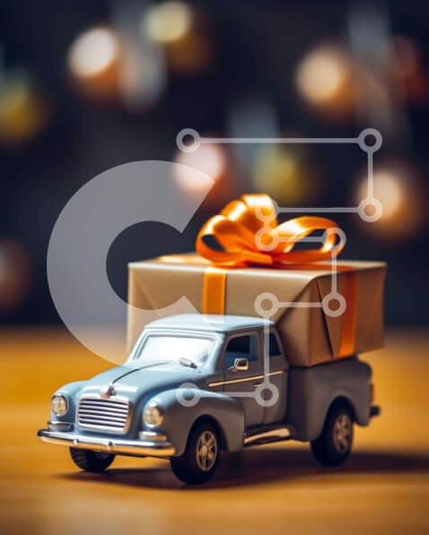 Intra Συλλεκτικό Ξύλινο Παζλ Plywood  4mm - Φορτηγό παιχνίδι με κουτί δώρου σε ξύλινο τραπέζι Σε Ξύλινο Κουτί - Διαστάσεις: 10x10 cm – 25 κομμάτια