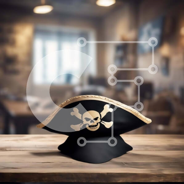 Intra Συλλεκτικό Ξύλινο Παζλ Plywood  4mm - Vintage πειρατικό καπέλο σε ξύλινο τραπέζι Σε Ξύλινο Κουτί - Διαστάσεις: 10x10 cm – 25 κομμάτια