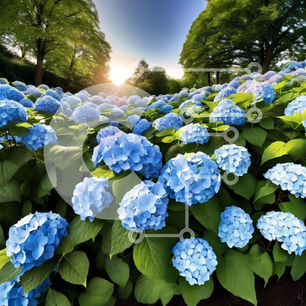 Intra Συλλεκτικό Ξύλινο Παζλ Plywood  4mm - Πεδίο με μπλε λουλούδια σε άνθιση με το φως του ήλιου Σε Ξύλινο Κουτί - Διαστάσεις: 10x10 cm – 25 κομμάτια