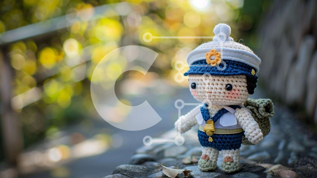 Intra Συλλεκτικό Ξύλινο Παζλ Plywood  4mm - Παιχνίδι κούκλα με κροσέ με στολή αξιωματικού Σε Ξύλινο Κουτί - Διαστάσεις: 10x10 cm – 25 κομμάτια