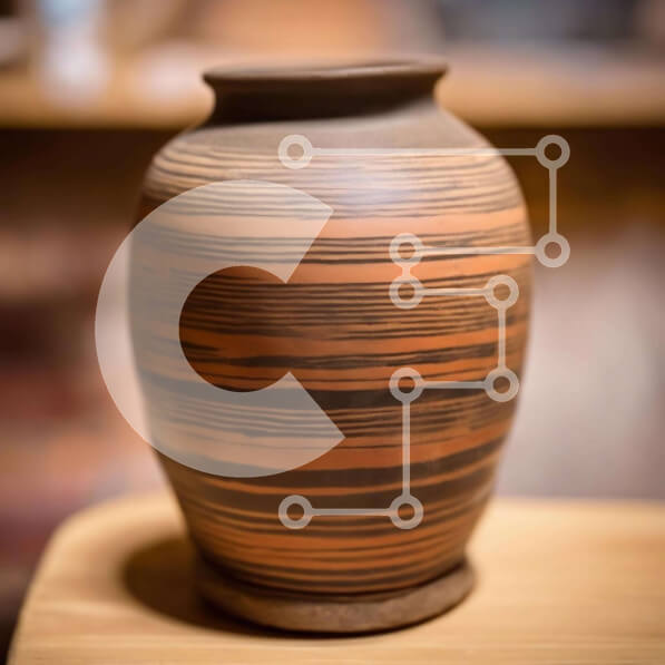 Intra Συλλεκτικό Ξύλινο Παζλ Plywood  4mm - Καφέ και μαύρο κεραμικό βάζο σε ξύλινο τραπέζι Σε Ξύλινο Κουτί - Διαστάσεις: 10x10 cm – 25 κομμάτια