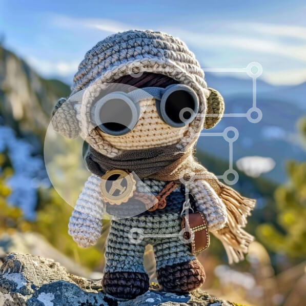 Intra Συλλεκτικό Ξύλινο Παζλ Plywood  4mm - Παιχνίδι κούκλα με κροσέ με γυαλιά Σε Ξύλινο Κουτί - Διαστάσεις: 10x10 cm – 25 κομμάτια