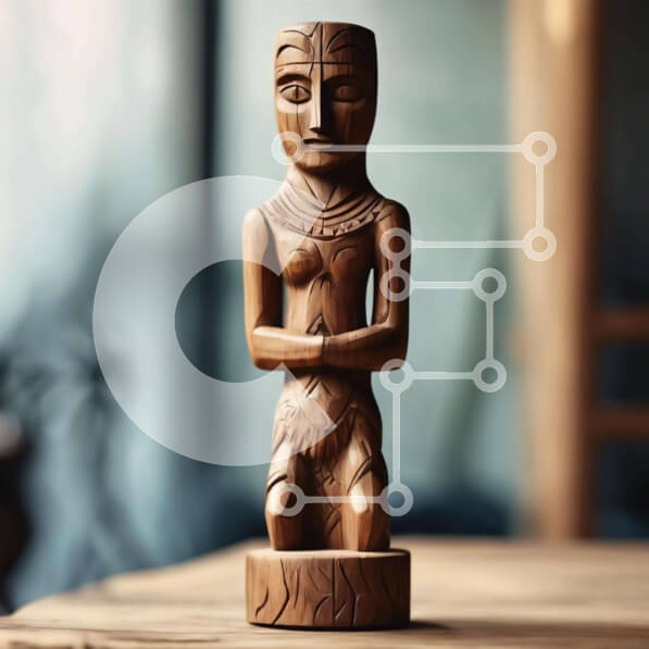 Intra Συλλεκτικό Ξύλινο Παζλ Plywood  4mm - Ξύλινο άγαλμα σε ημιτελές τραπέζι Σε Ξύλινο Κουτί - Διαστάσεις Puzzle: 10x10 cm – 25 κομμάτια