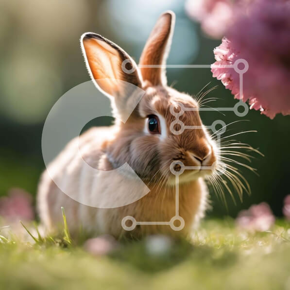 Intra Συλλεκτικό Ξύλινο Παζλ Plywood  4mm - Καφέ λαγουδάκι στο γρασίδι με ροζ λουλούδια Σε Ξύλινο Κουτί - Διαστάσεις: 10x10 cm – 25 κομμάτια