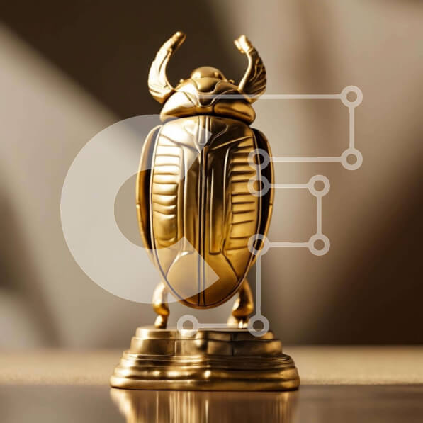 Intra Συλλεκτικό Ξύλινο Παζλ Plywood  4mm - Χρυσό άγαλμα σκαραβαίων Σε Ξύλινο Κουτί - Διαστάσεις: 10x10 cm – 25 κομμάτια