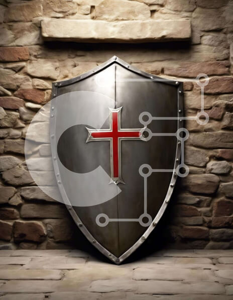 Intra Συλλεκτικό Ξύλινο Παζλ Plywood  4mm - Μεταλλική ασπίδα με σύμβολο σταυρού Σε Ξύλινο Κουτί - Διαστάσεις Puzzle: 10x10 cm – 25 κομμάτια