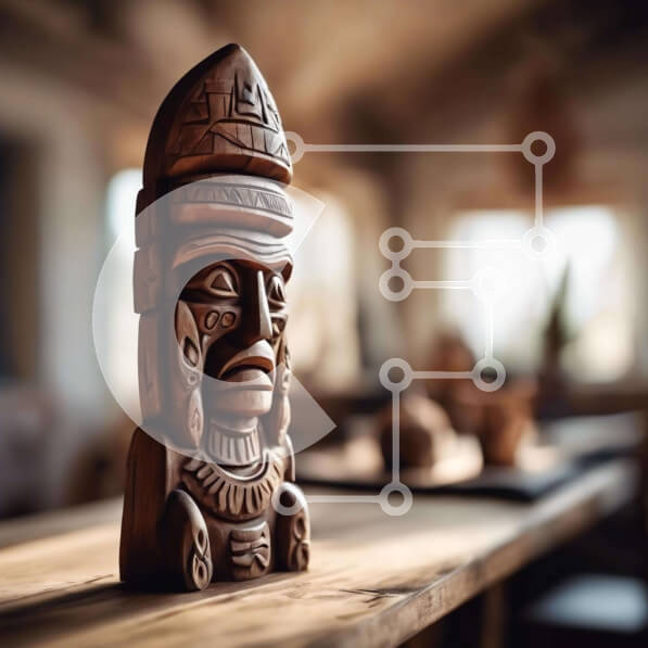 Intra Συλλεκτικό Ξύλινο Παζλ Plywood  4mm - Ξύλινο άγαλμα της αυτόχθονης φιγούρας στην τραπεζαρία Σε Ξύλινο Κουτί - Διαστάσεις: 10x10 cm – 25 κομμάτια