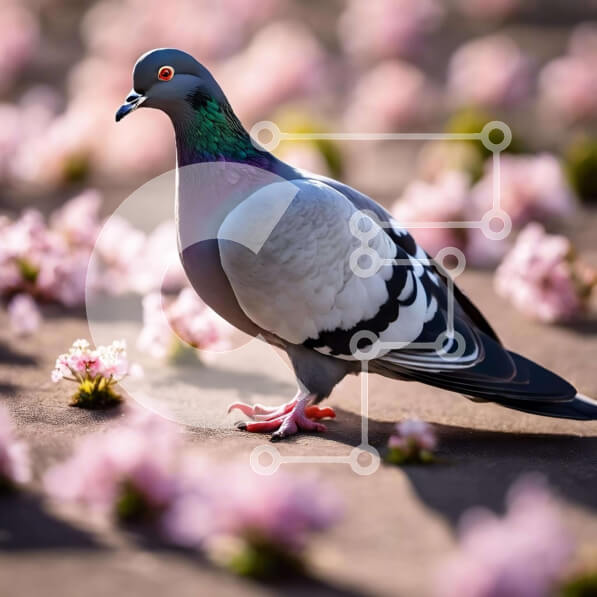 Intra Συλλεκτικό Ξύλινο Παζλ Plywood  4mm - Γκρι και άσπρο περιστέρι με ροζ λουλούδια Σε Ξύλινο Κουτί - Διαστάσεις: 10x10 cm – 25 κομμάτια