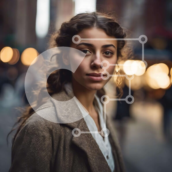 Intra Συλλεκτικό Ξύλινο Παζλ Plywood  4mm - Νεαρή γυναίκα στην αστική οδό τη νύχτα Σε Ξύλινο Κουτί - Διαστάσεις Puzzle: 10x10 cm – 25 κομμάτια