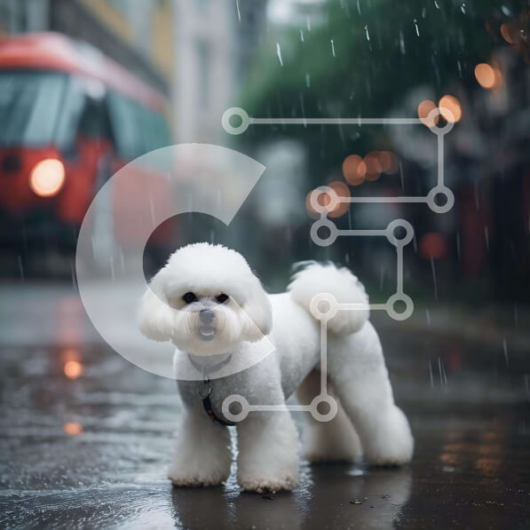 Intra Συλλεκτικό Ξύλινο Παζλ Plywood  4mm - Λευκό κανίς που απολαμβάνει τη βροχή στο δρόμο Σε Ξύλινο Κουτί - Διαστάσεις: 10x10 cm – 25 κομμάτια