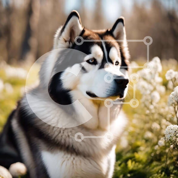 Intra Συλλεκτικό Ξύλινο Παζλ Plywood  4mm - Μαύρο και άσπρο σκυλί γεροδεμένο στο γρασίδι Σε Ξύλινο Κουτί - Διαστάσεις: 10x10 cm – 25 κομμάτια