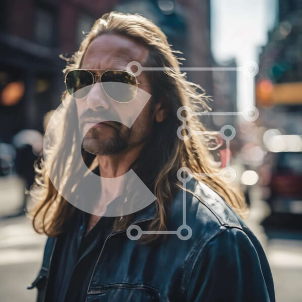 Intra Συλλεκτικό Ξύλινο Παζλ Plywood  4mm - Άνδρας με μακριά μαλλιά στην Urban Street Σε Ξύλινο Κουτί - Διαστάσεις Puzzle: 10x10 cm – 25 κομμάτια