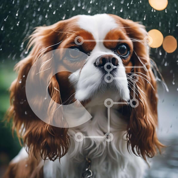 Intra Συλλεκτικό Ξύλινο Παζλ Plywood  4mm - Καφέ και άσπρο σκυλί στη βροχή Σε Ξύλινο Κουτί - Διαστάσεις: 10x10 cm – 25 κομμάτια