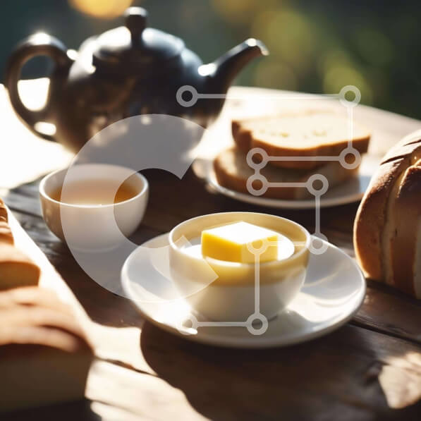 Σετ των 2 Intra Συλλεκτικό Ξύλινο Παζλ Plywood  4mm - Τραπέζι με ψωμί, βούτυρο και σάλτσα Σε Ξύλινο Κουτί - Διαστάσεις: 10x10 cm – 25 κομμάτια