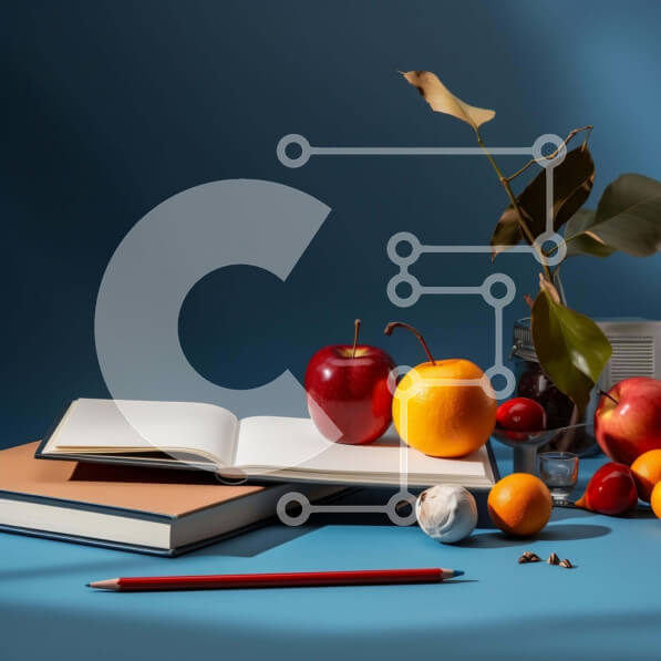 Intra Συλλεκτικό Ξύλινο Παζλ Plywood  4mm - Νεκρή φύση με ανοιχτό βιβλίο και φρούτα Σε Ξύλινο Κουτί - Διαστάσεις: 10x10 cm – 25 κομμάτια