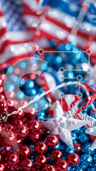 Intra Συλλεκτικό Ξύλινο Παζλ Plywood  4mm - Κόκκινα, λευκά και μπλε διακοσμητικά σε ένα τραπέζι Σε Ξύλινο Κουτί - Διαστάσεις: 10x10 cm – 25 κομμάτια