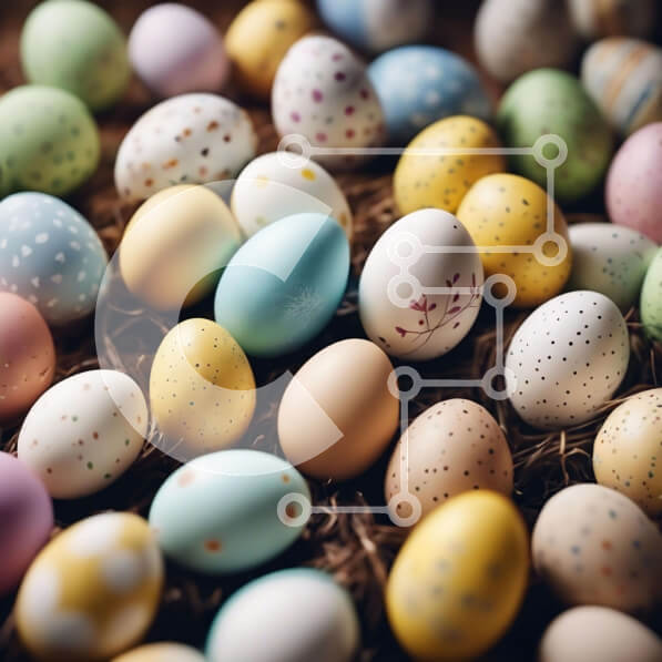 Intra Συλλεκτικό Ξύλινο Παζλ Plywood  4mm - Πολύχρωμα Πασχαλινά αυγά στοιβάζονται στο έδαφος Σε Ξύλινο Κουτί - Διαστάσεις Puzzle: 10x10 cm – 25 κομμάτια