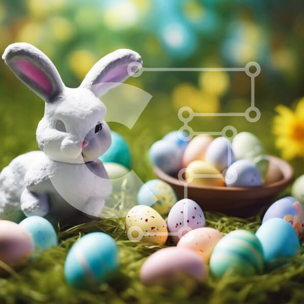 Intra Συλλεκτικό Ξύλινο Παζλ Plywood  4mm - Λευκό λαγουδάκι με πασχαλινά αυγά Σε Ξύλινο Κουτί - Διαστάσεις: 10x10 cm – 25 κομμάτια