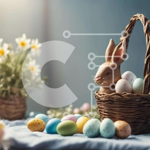 Intra Συλλεκτικό Ξύλινο Παζλ Plywood  4mm - Εορταστική Πασχαλινή σκηνή με το κουνέλι λαγουδάκι και τα αυγά Σε Ξύλινο Κουτί - Διαστάσεις Puzzle: 10x10 cm – 25 κομμάτια