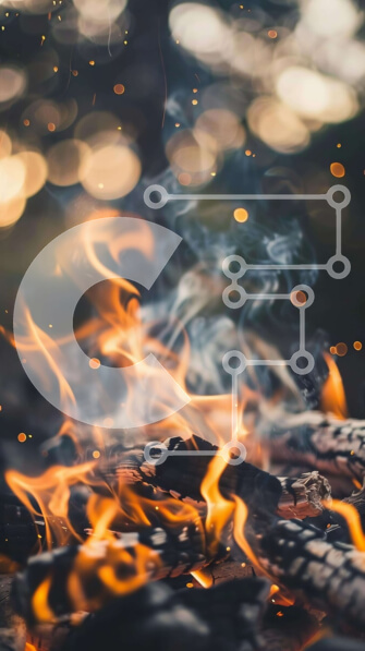 Σετ των 2 Intra Συλλεκτικό Ξύλινο Παζλ Plywood  4mm - Κοντινό πλάνο μιας ανοιχτής φωτιάς με φλόγες Σε Ξύλινο Κουτί - Διαστάσεις: 10x10 cm – 25 κομμάτια