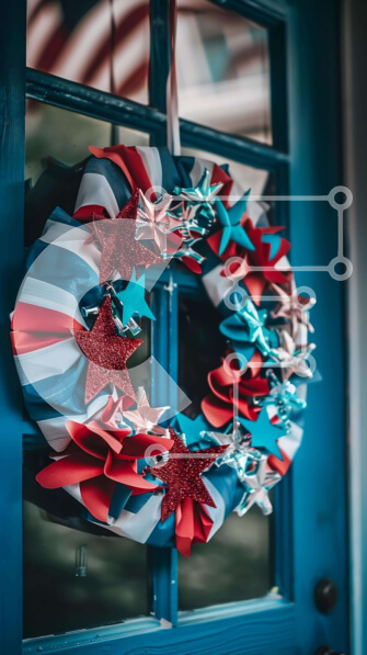 Intra Συλλεκτικό Ξύλινο Παζλ Plywood  4mm - Διακόσμηση με στεφάνι 4 Ιουλίου Σε Ξύλινο Κουτί - Διαστάσεις: 10x10 cm – 25 κομμάτια