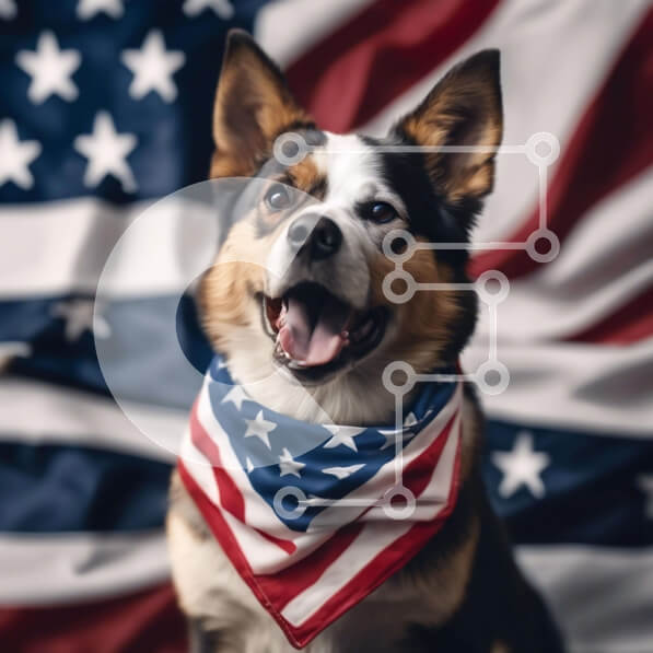Intra Συλλεκτικό Ξύλινο Παζλ Plywood  4mm - Happy Dog με American Flag Bandana Σε Ξύλινο Κουτί - Διαστάσεις: 10x10 cm – 25 κομμάτια