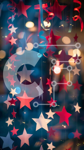 Intra Συλλεκτικό Ξύλινο Παζλ Plywood  4mm - Κόκκινα, λευκά και μπλε διακοσμητικά από χαρτί σε σχήμα αστεριού Σε Ξύλινο Κουτί - Διαστάσεις Puzzle: 10x10 cm – 25 κομμάτια